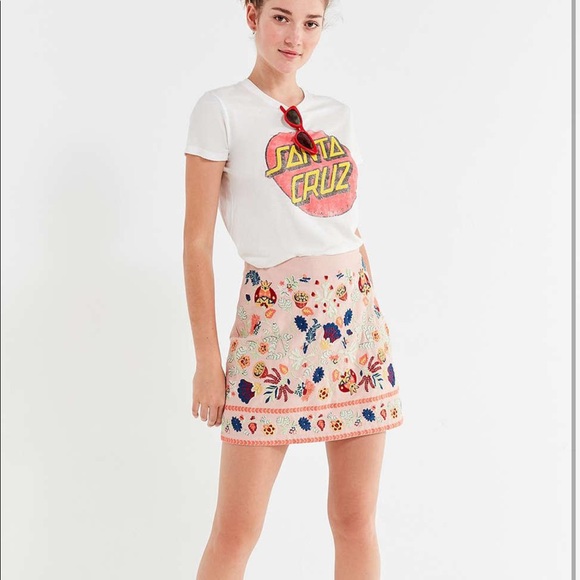 Urban Outfitters Embroidered Floral Mini Skirt - Picture 2 of 4